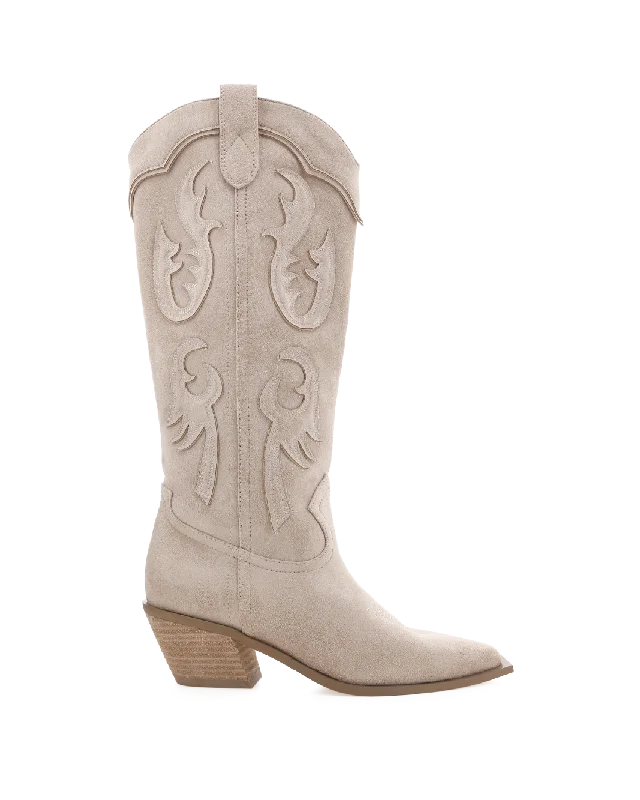 TULIE - LIGHT BEIGE SUEDE Victorian - Era Boot Style  