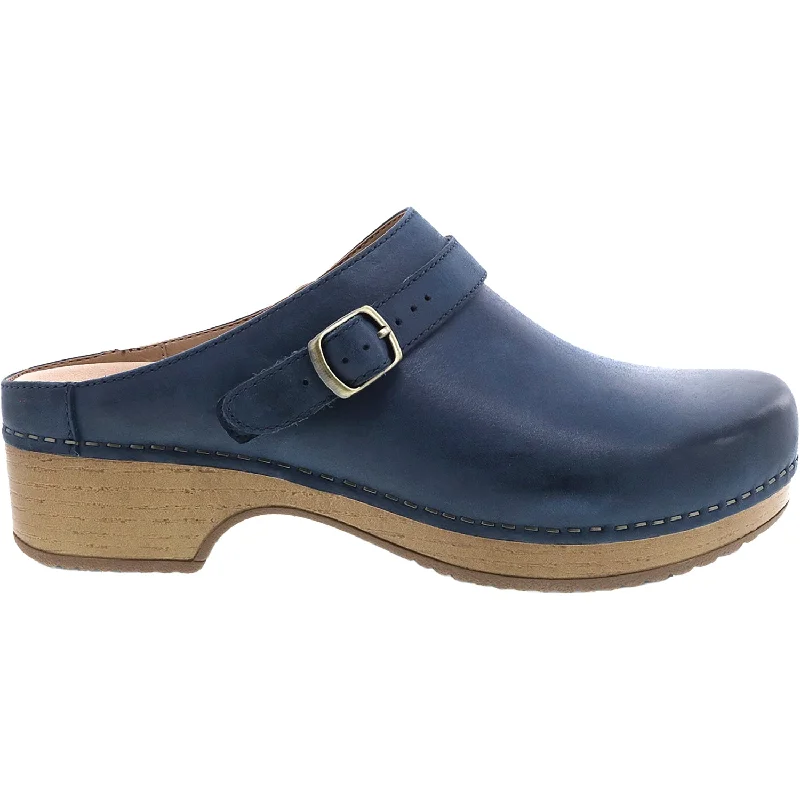 Women's Dansko Berry Navy Burnished Full Grain Leather Tassel Driving Shoe Look 
