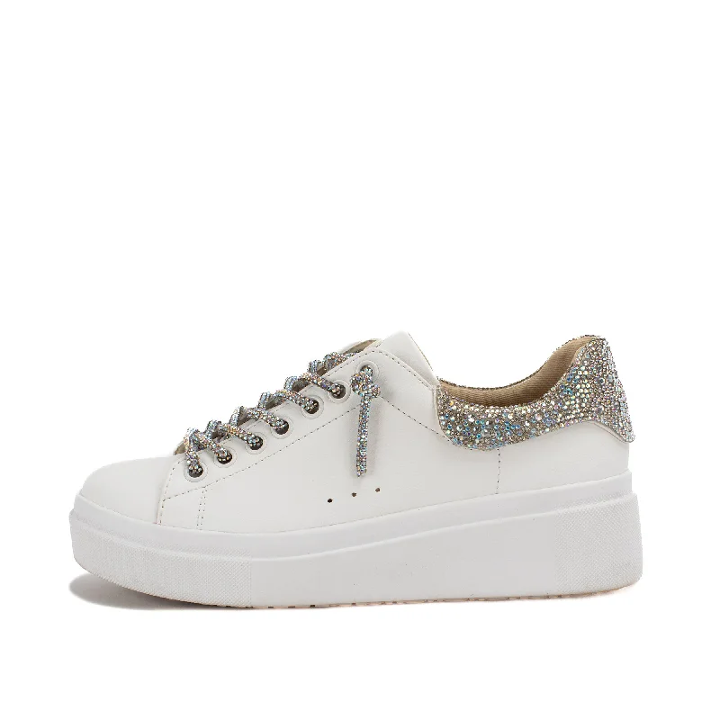 Evalia Rhinestone Sneaker Checkered Shoe Pattern Look  