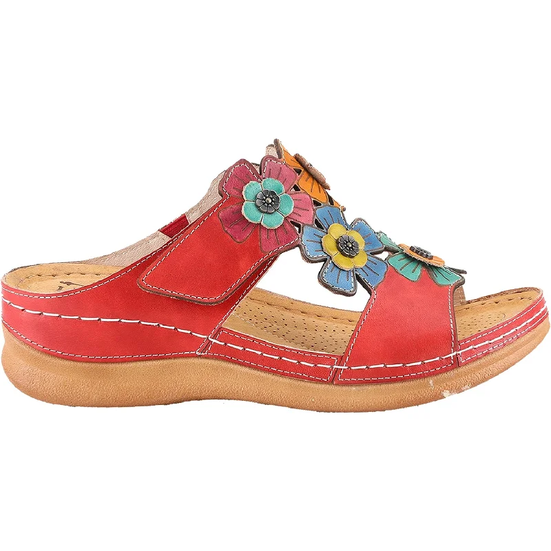 Women's L'Artiste by Spring Step Izna Red Multi Leather Edwardian Shoe Look  