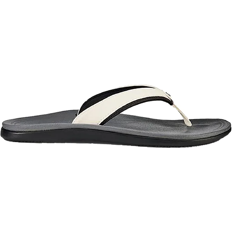 Women's OluKai Punua White/Charcoal Synthetic Desert Boot Utility Style  