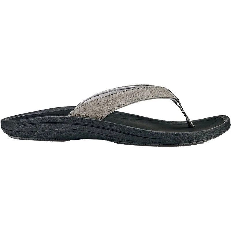 Women's OluKai Kulapa Kai Fog/Black Synthetic Sustainable Shoe Design  