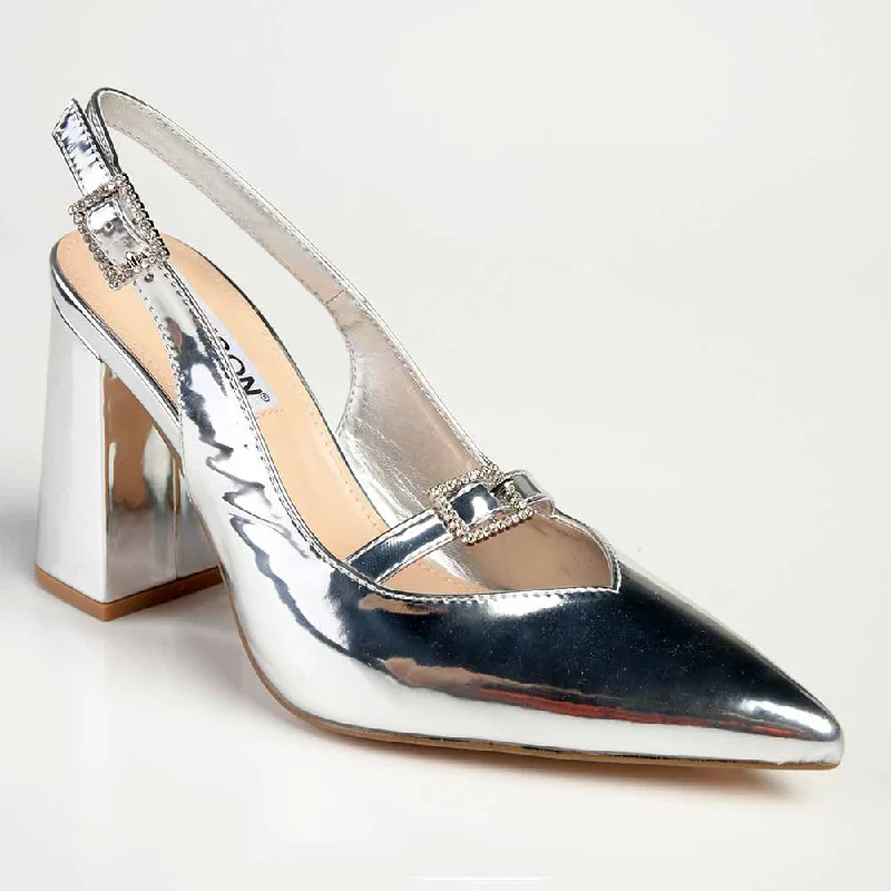 Madison Isolde Block Heel - Silver Combat - Inspired Military Boot Look  