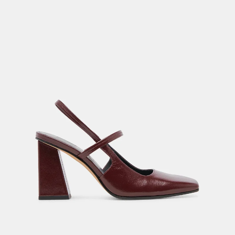 SOYER HEELS BURGUNDY CRINKLE PATENT Monochromatic Shoe Look  