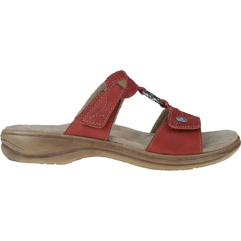 Women's Earth Suzanne Red Leather Loose - Fit Slipper Style  