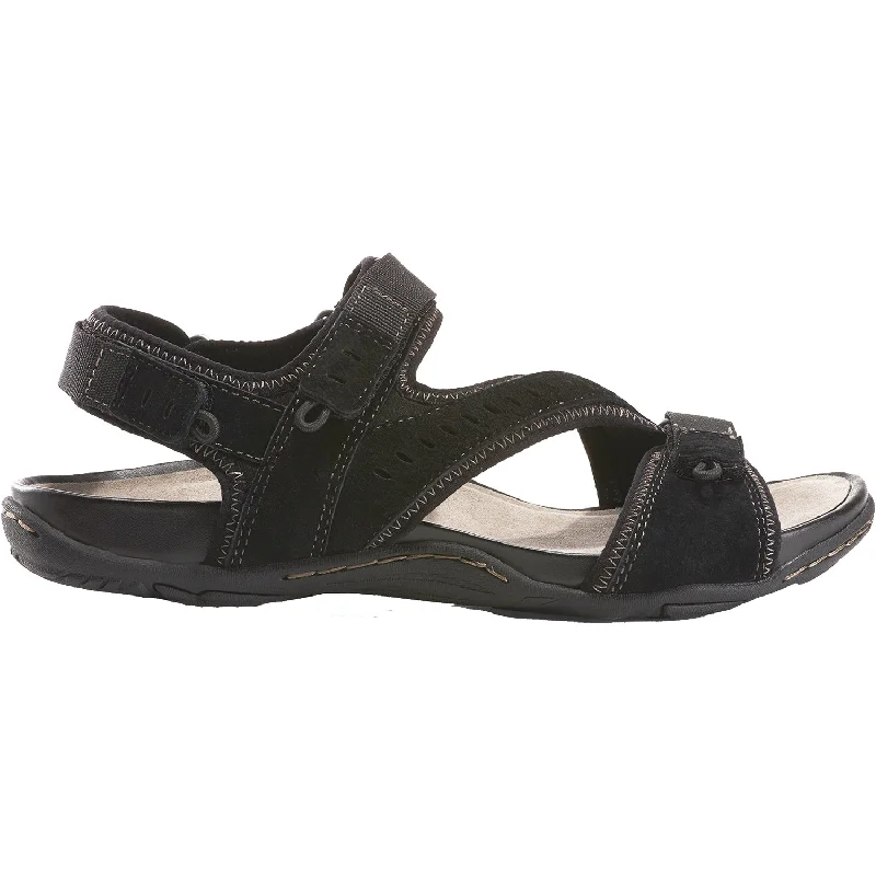 Women's Earth Nevis Black Nubuck Strap - Up Sandal Resort Style  