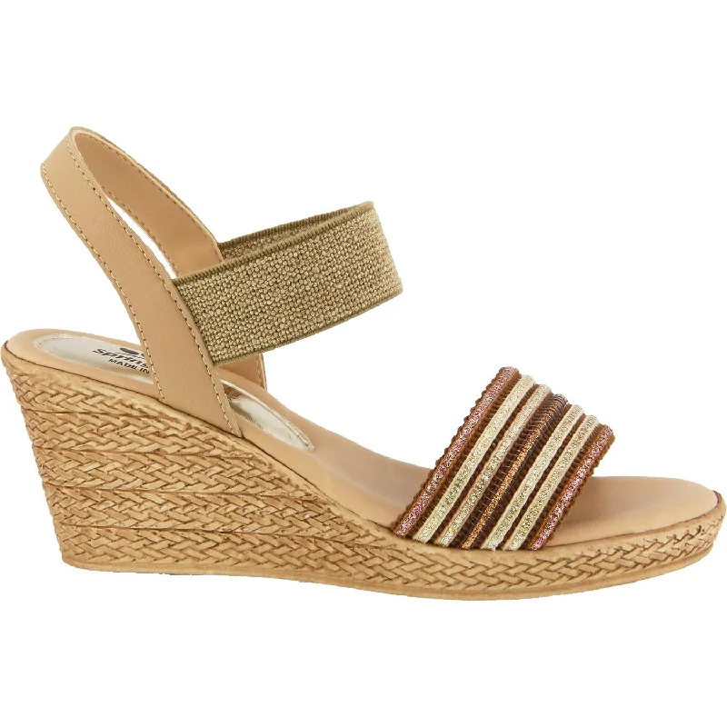 Women's Spring Step Rahma Beige Leather Metallic Trim Shoe Design  