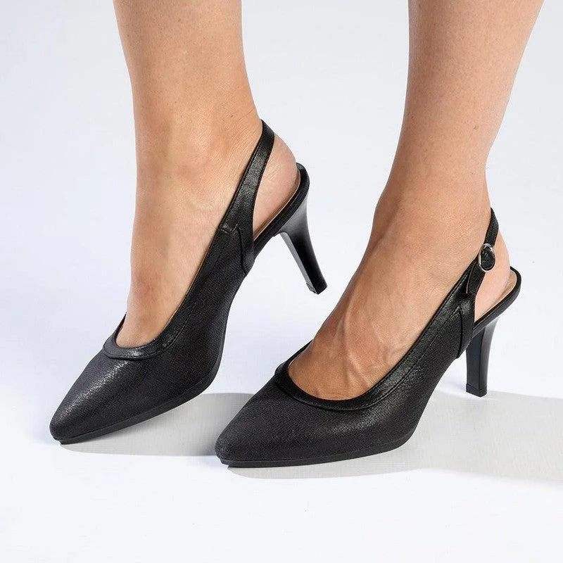 Soft Style by Hush Puppies Phoebe Crackle Court Heel - Black Rubber - Sole Plimsoll Look Soft Style by Hush Puppies Phoebe Crackle Court Heel - Black Rubber - Sole Plimsoll Look