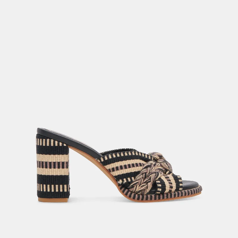 BRILAH HEELS BLACK MULTI WOVEN Vintage Oxford Appeal 
