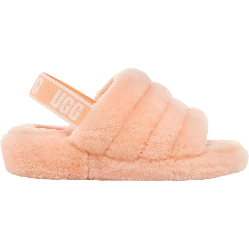 Women's UGG Fluff Yeah Slide Scallop Sheepskin Paisley Print Shoe Design  