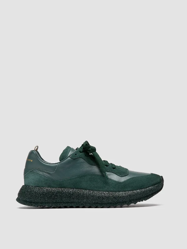 RACE RUBREX 101 - Green Leather and Suede Low Top Sneakers Retro Basketball Sneaker Design  