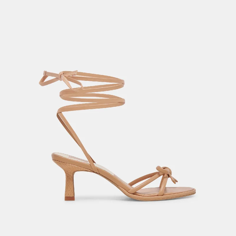 MAISON HEELS LIGHT TAN LEATHER Retro Plimsoll Style  