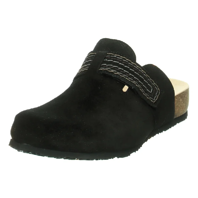 Think! Julia Black Leather Clog (Women's) Distressed Leather Shoe Style  