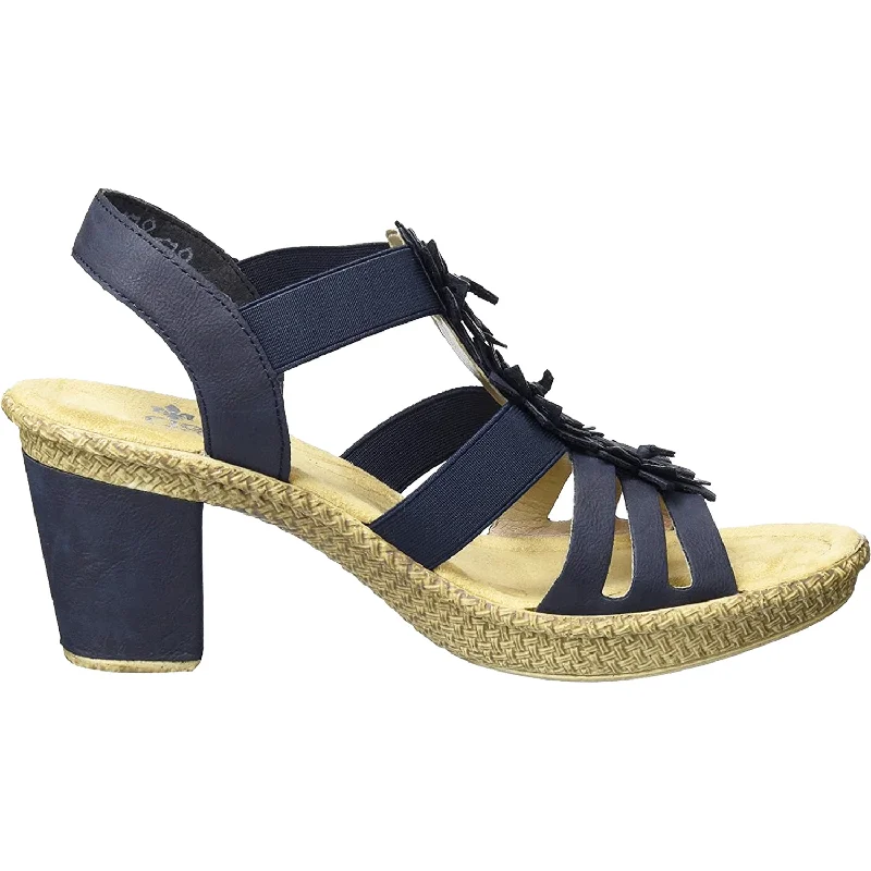 Women's Rieker 66510-14 Rabea 10 Pazifik/Altsilber Synthetic Artisan - Crafted Loafer Style  