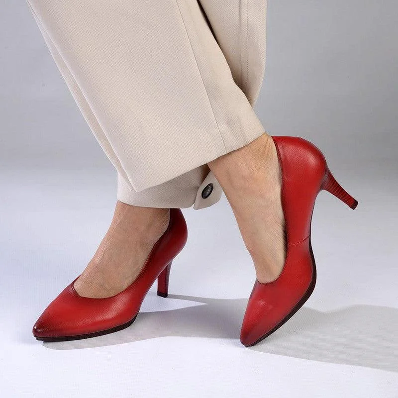 Soft Style Hush Puppies Phillipa Court Heel - Red Tassel Driving Shoe Look 