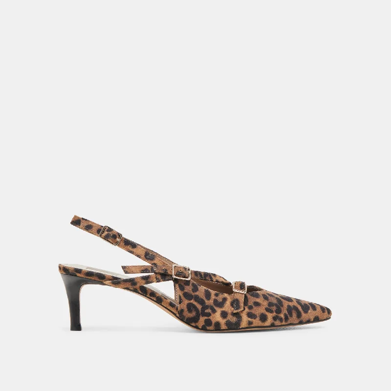 PAMLA MID WIDE HEELS LEOPARD SUEDE Casual Loafer Style          