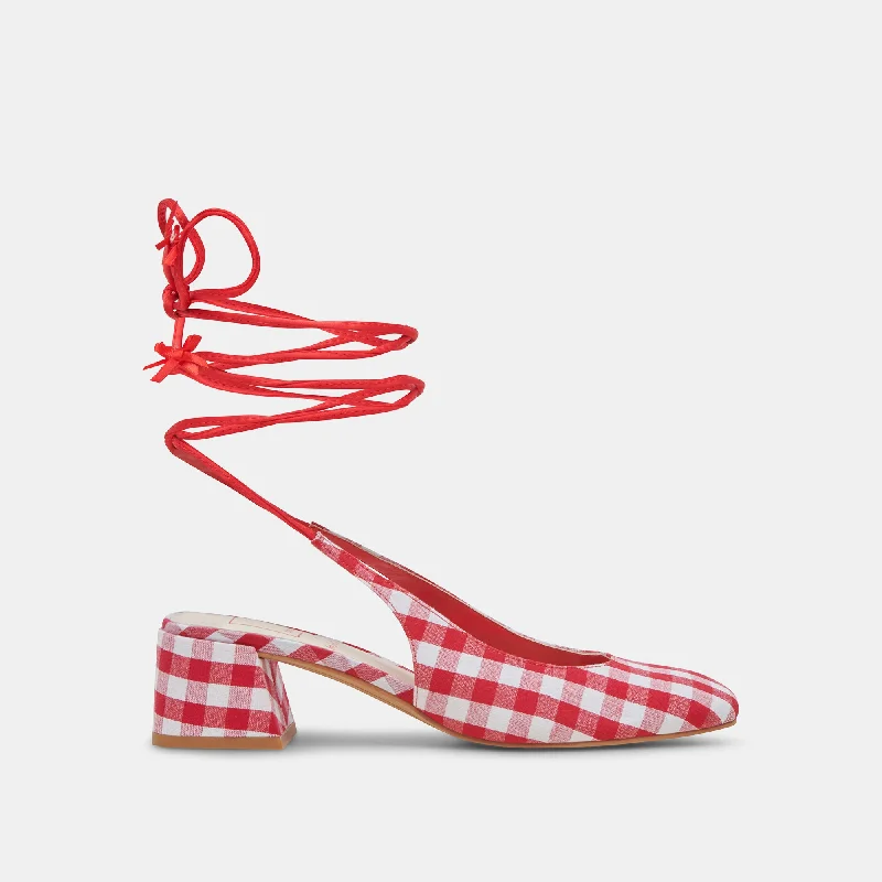 ELODIE HEELS WHITE RED GINGHAM Smart - Shoe Functionality Style  