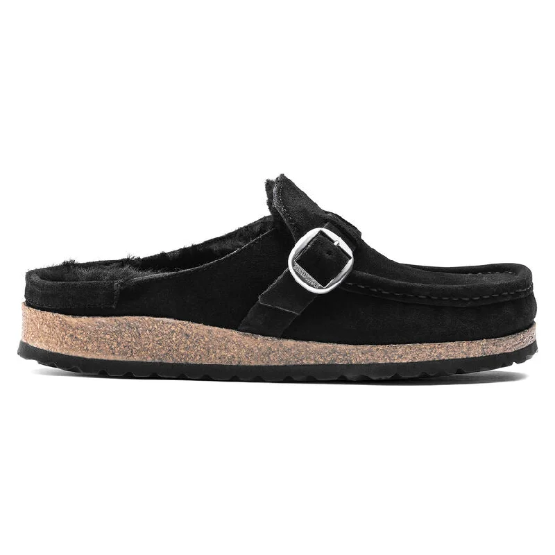WOMEN'S BIRKENSTOCK BUCKLEY SHEARLING | BLACK Checkered Shoe Pattern Look  