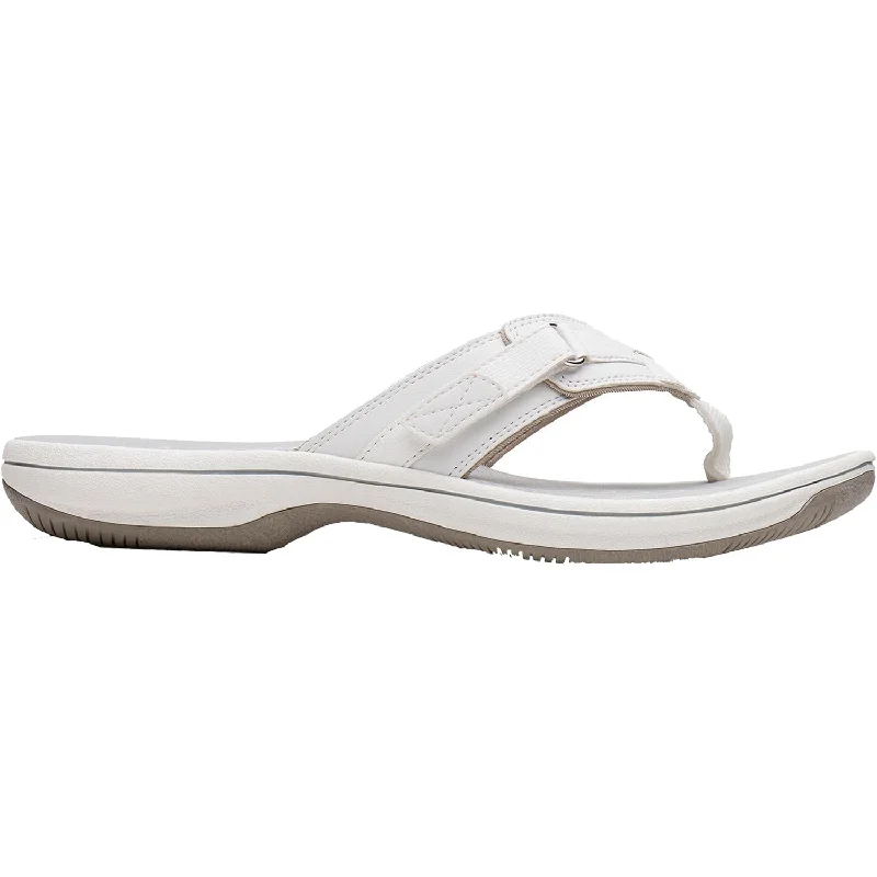 Women's Clarks Cloudsteppers Breeze Sea H White Synthetic Tassel Driving Shoe Look 