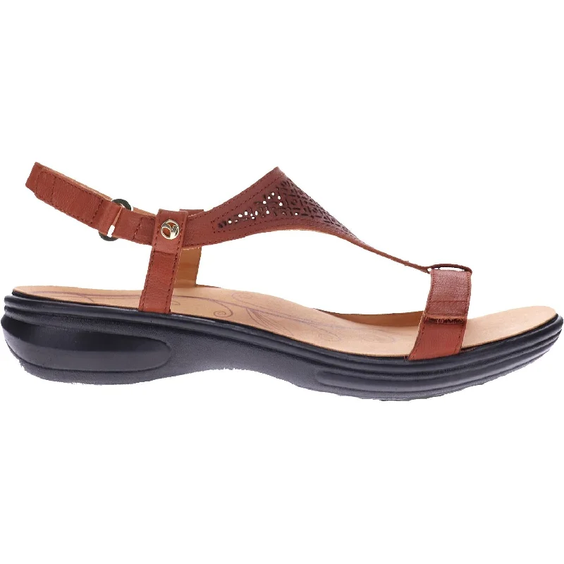 Women's Revere Santa Fe Cognac Leather Rubber - Sole Plimsoll Look  