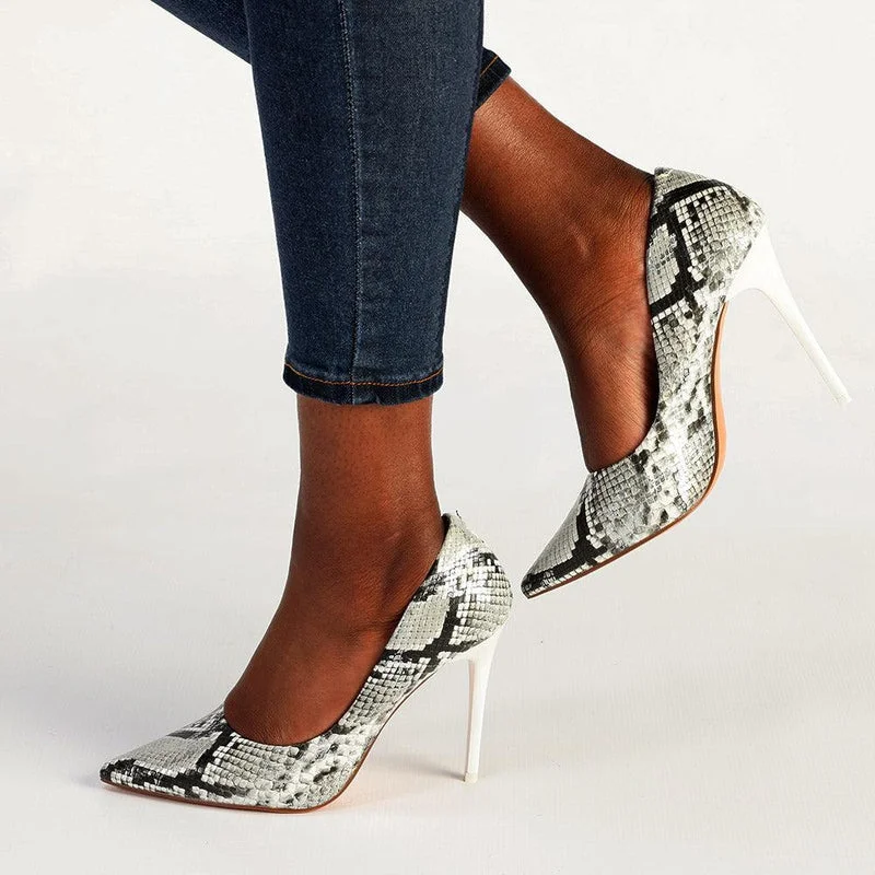 Madison Bexley High Stilletto Court - White Multi Single - Buckle Monk Look  
