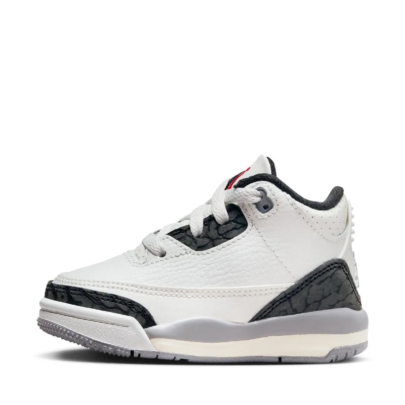 Jordan 3 Retro 'Cement Grey' (TD) - Summit White/Fire Red Comfortable Derby Style  
