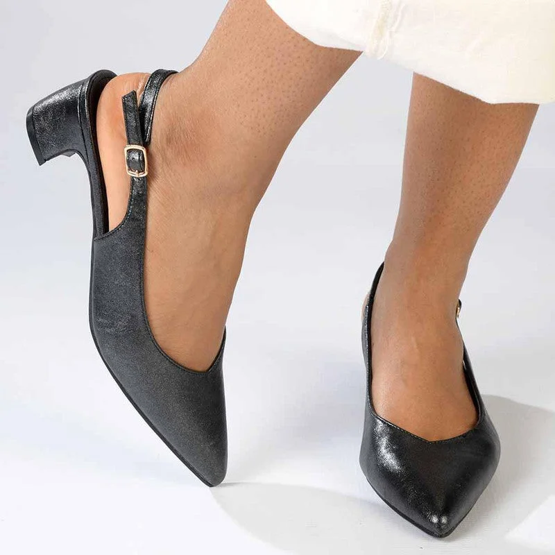 Pierre Cardin Filipa Slingback Heels - Black Skateboarding Sneaker Style  