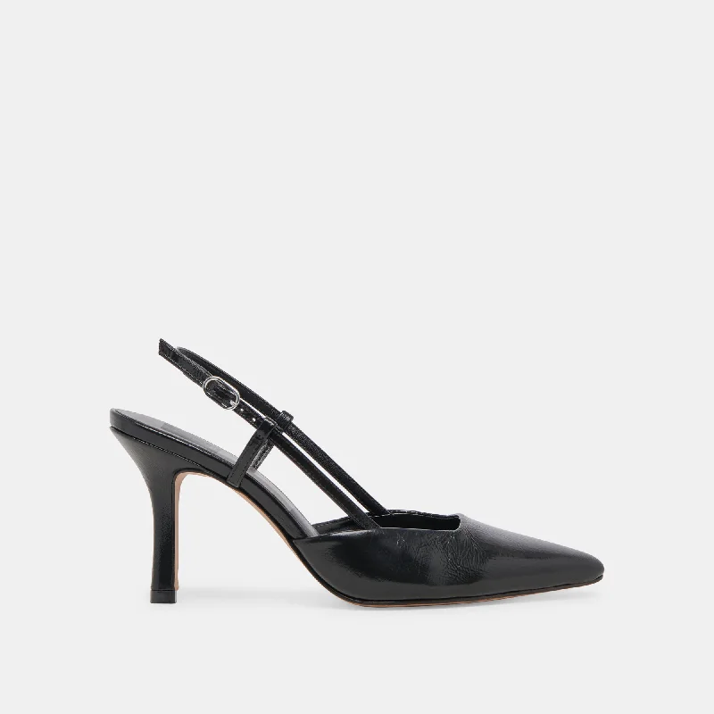 KIM HEELS MIDNIGHT CRINKLE PATENT Combat - Inspired Military Boot Look  