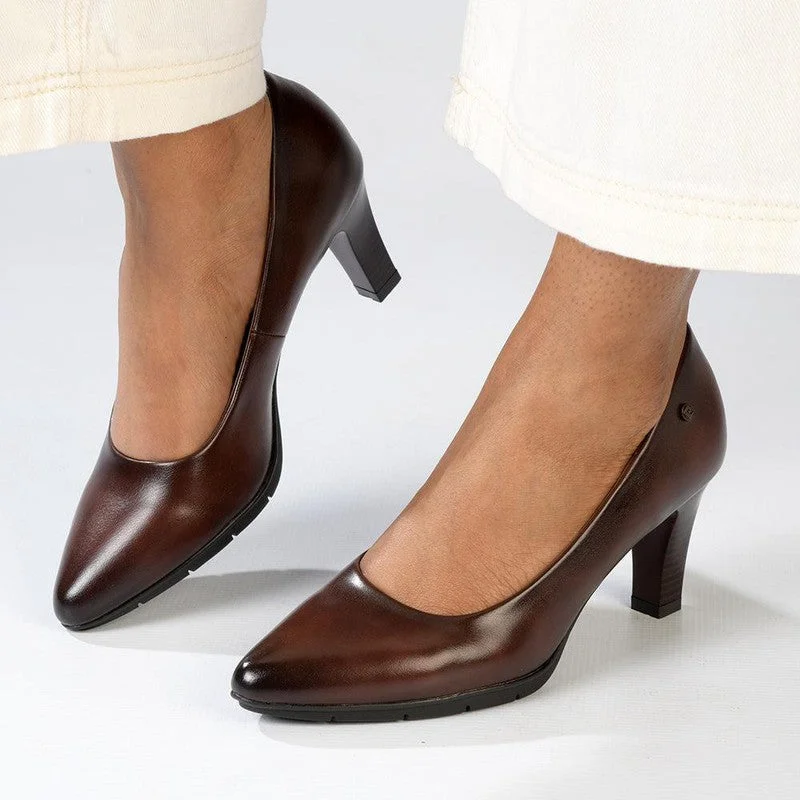 Pierre Cardin Elodie Court Heel - Dark Brown Moccasin Soft - Sole Style  