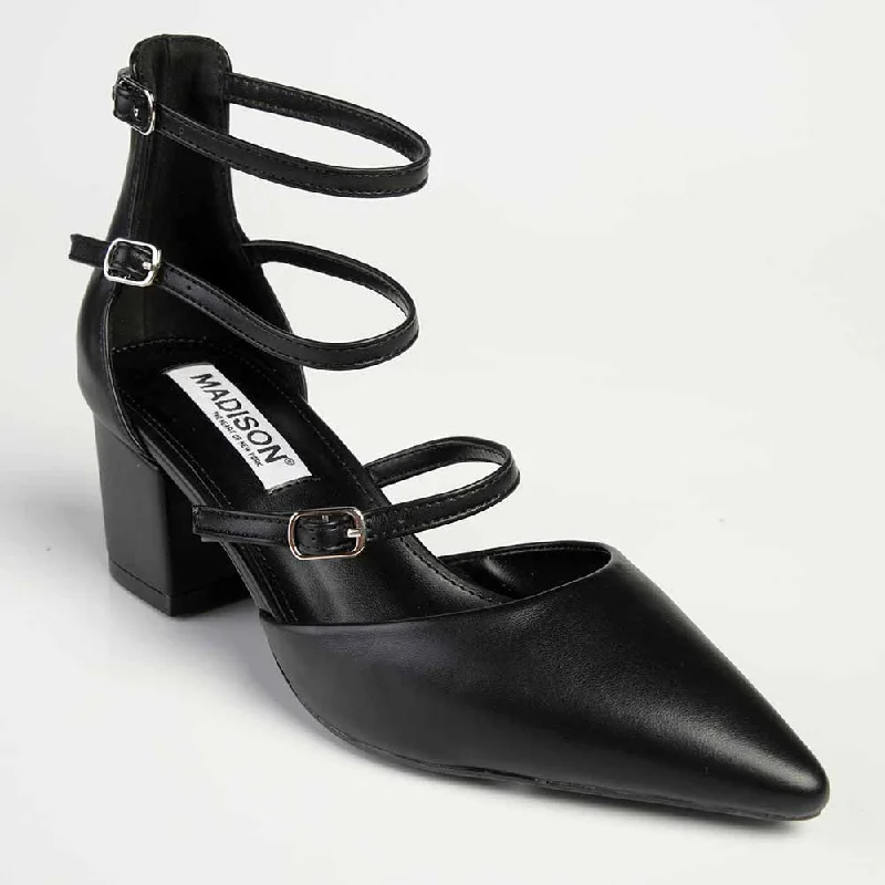 Madison Ivy Low Block Heel - Black Monochromatic Shoe Look  