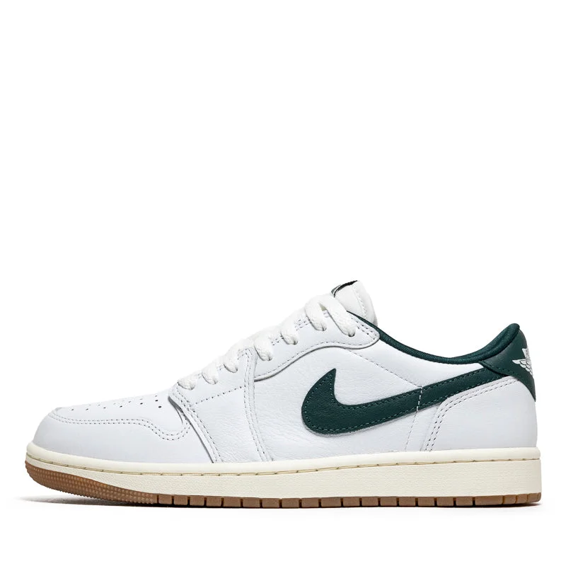 Women's Air Jordan 1 Low OG - White/Oxidized Green Quilted Shoe Design  