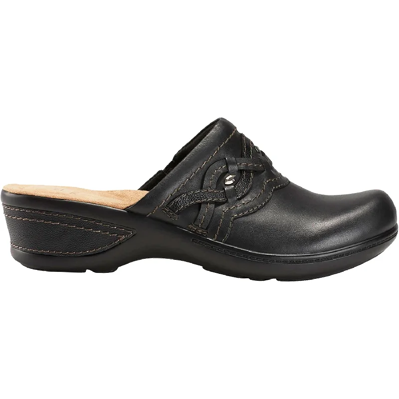 Women's Earth Janice Black Leather Rubber - Sole Plimsoll Look  