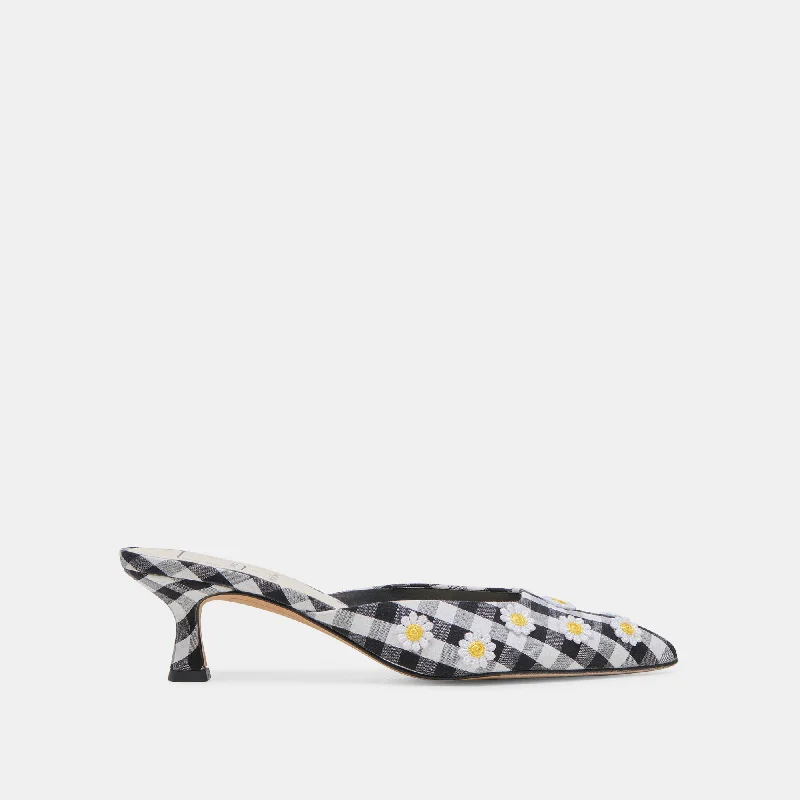 LILOU HEELS BLACK WHITE GINGHAM Aesthetic  