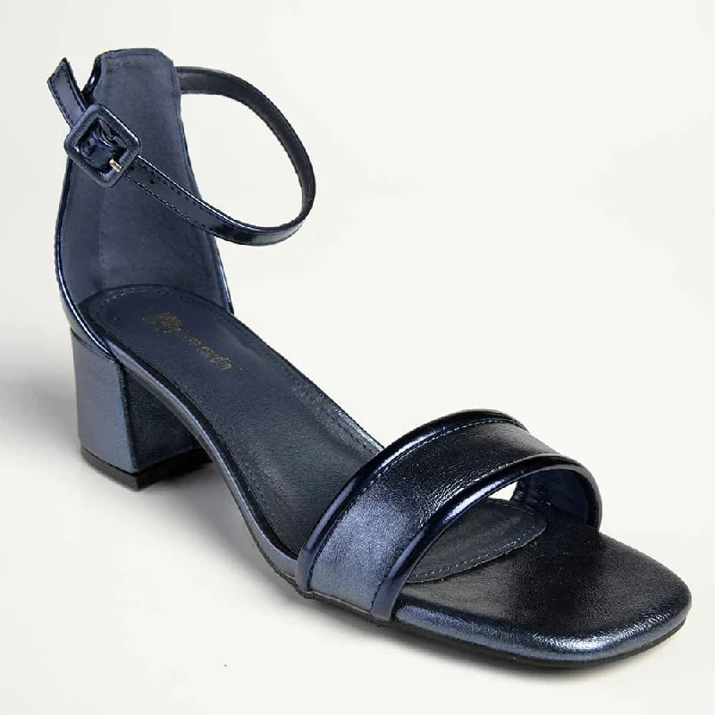 Pierre Cardin Skye Block Heel - Navy Edwardian Shoe Look  