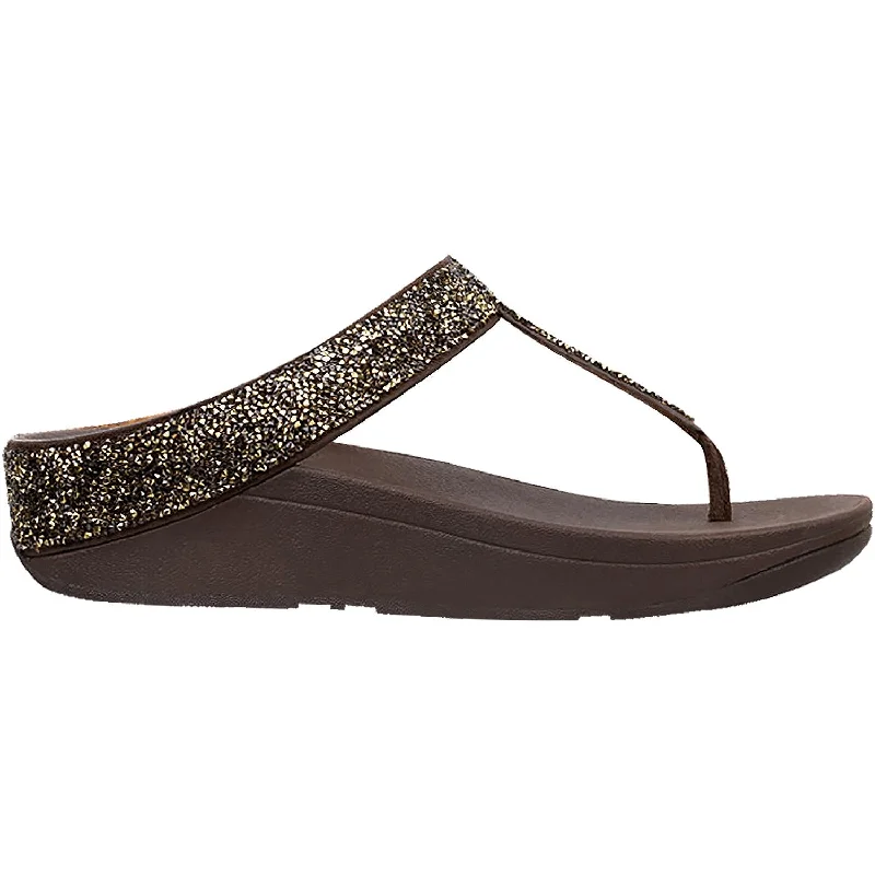 Women's Fit Flop Fino Quartz Toe Post Gold Leather Zip - Up Boot Style  