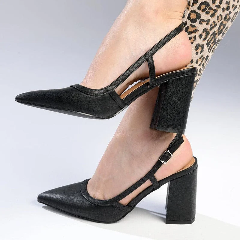 Madison Paula Slingback Block Heel Court - Black Glow - in - the - Dark Shoe Design  