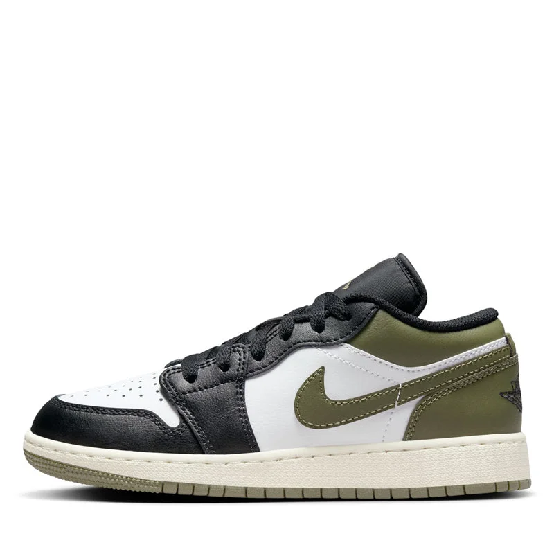 Air Jordan 1 Low (GS) - Black/Medium Olive Quick - Dry Hiking Shoe Style   