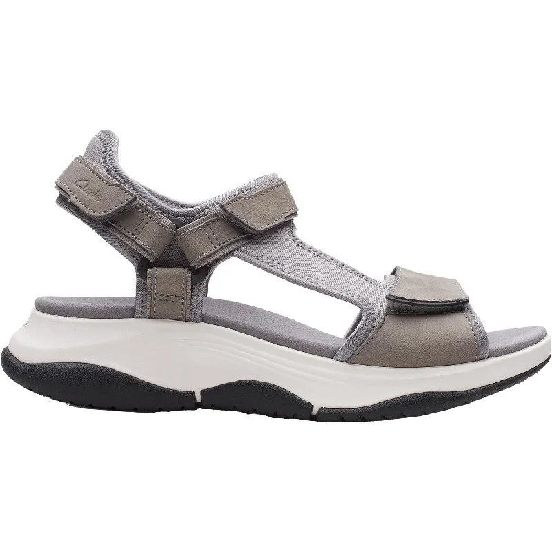 Women's Clarks Wave 2.0 Skip Grey Combi Textile/Nubuck Mod Oxford Design  