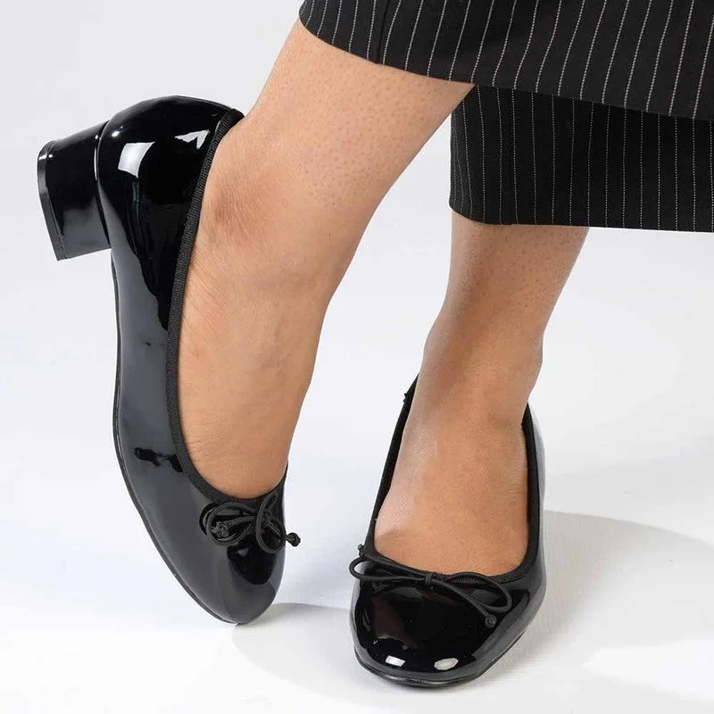 Madison Belen Low Block Heel Court with Bow - Black Hiking Boot Durability Style  