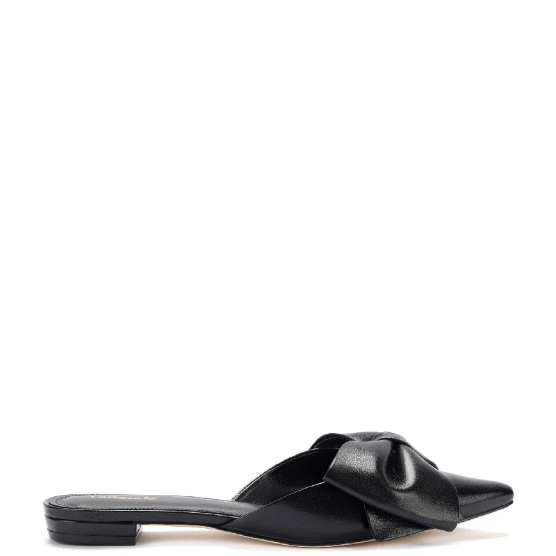Elle Flat Mule In Black Leather Hip - Hop Sneaker Style  