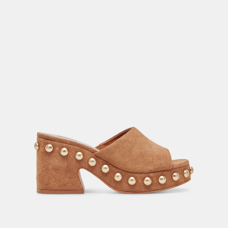 GLORI HEELS PECAN SUEDE Dressy Chelsea Boot Style 