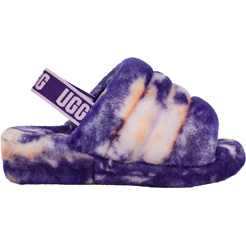 Women's UGG Fluff Yeah Slide Marble Violet Night Sheepskin Moccasin Soft - Sole Style  