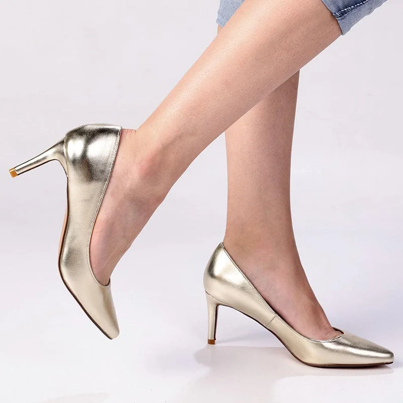 Madison Lucy Penny Court Heels - White Gold Waterproof Hiking Boot Design  