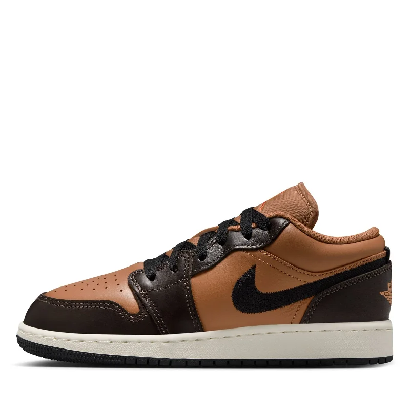 Air Jordan 1 Low SE (GS) - Flax/Baroque Brown Chunky Platform Sneaker Style  