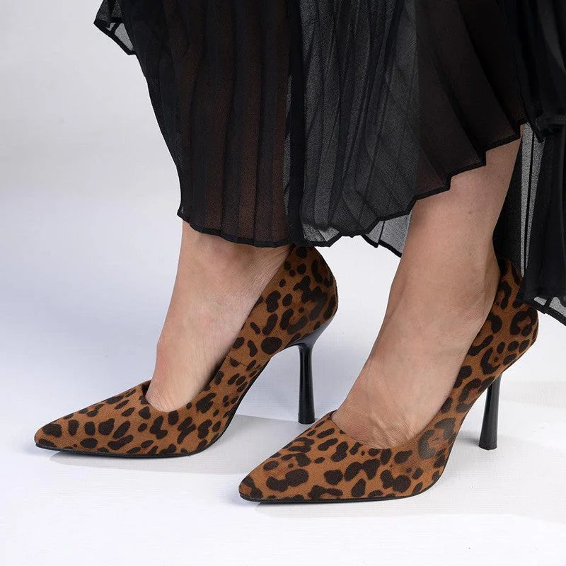 Madison Lila 4 Hourglass Heels - Leopard Beaded Moccasin Design 