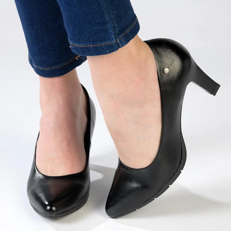 Pierre Cardin Elodie Court Heel - Black Loose - Fit Slipper Style  