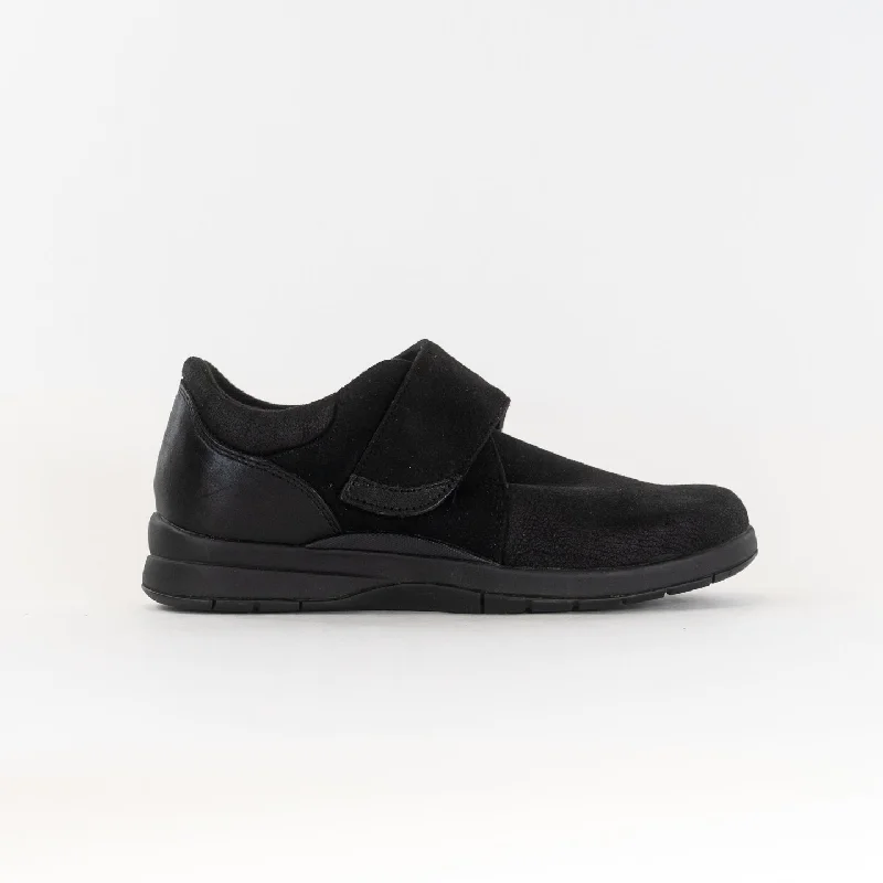 Drew Moonwalk (Women's) - Black Stretch Leather Tech - Inspired Sneaker Look  