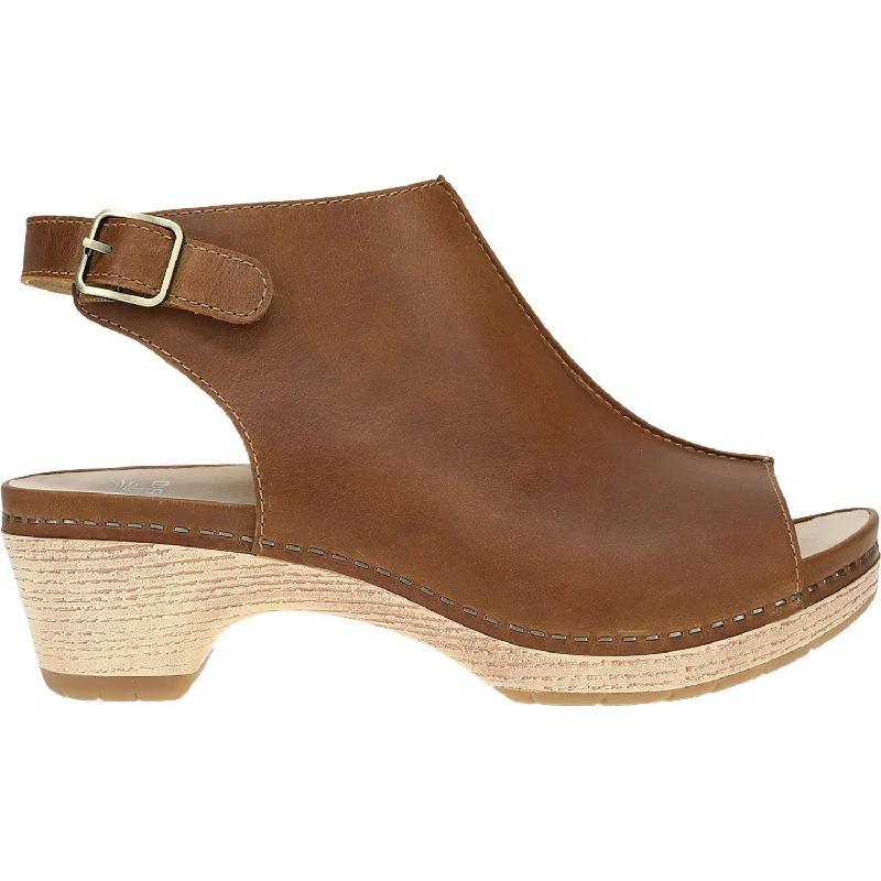 Women's Dansko Lizzy Tan Oiled Pull Up Leather Dressy Chelsea Boot Style 