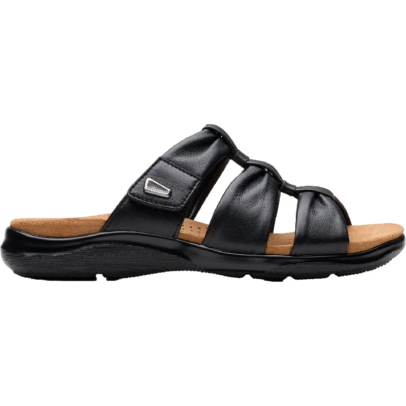 Women's Clarks Kitly Slide Black Leather Quick - Dry Hiking Shoe Style   