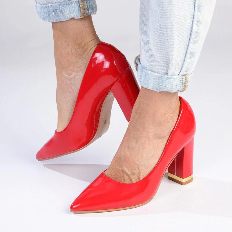 Franco Rossi Danita Block Court Heel - Red Performance Running Sneaker Look  